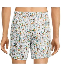 Caribbean Beach Drinks 6#double; Inseam Cabana Swim Trunks