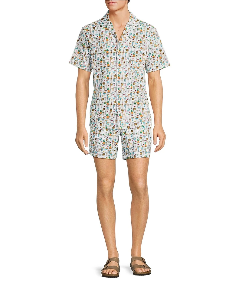 Caribbean Beach Drinks 6#double; Inseam Cabana Swim Trunks