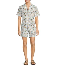 Caribbean Beach Drinks 6#double; Inseam Cabana Swim Trunks