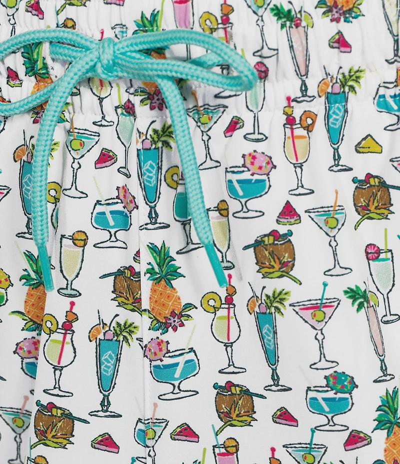 Caribbean Beach Drinks 6#double; Inseam Cabana Swim Trunks