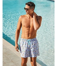 Caribbean Beach Drinks 6#double; Inseam Cabana Swim Trunks
