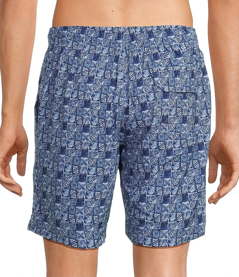 Caribbean Big & Tall Batik Geo 8#double; Inseam Swim Trunks
