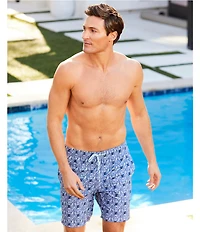 Caribbean Big & Tall Batik Geo 8#double; Inseam Swim Trunks