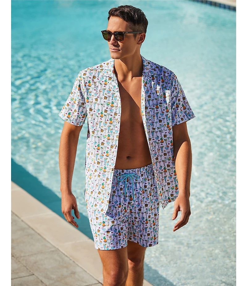 Caribbean Big & Tall Beach Drinks Cabana Woven Top