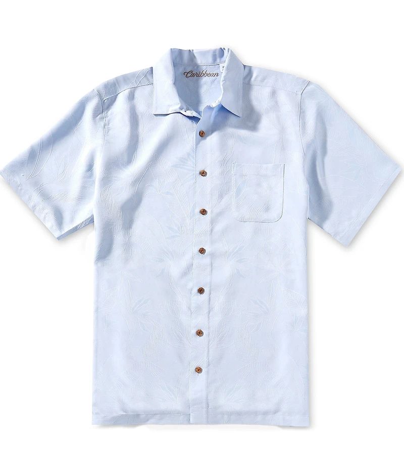 Caribbean Big & Tall Bird of Paradise Textured Short Sleeve Woven Shirt