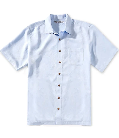 Caribbean Big & Tall Bird of Paradise Textured Short Sleeve Woven Shirt