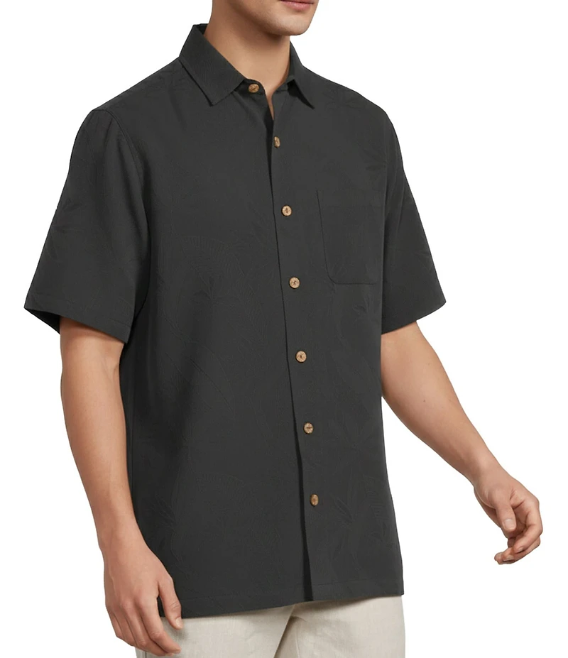 Caribbean Big & Tall Bird of Paradise Textured Short Sleeve Woven Shirt