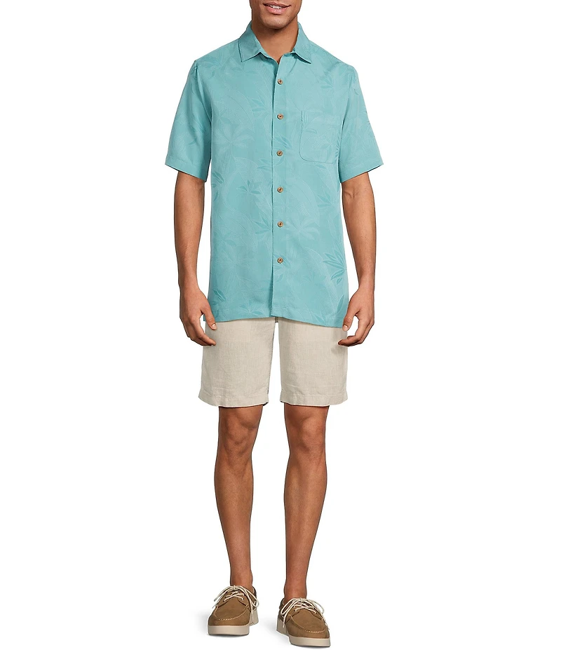 Caribbean Big & Tall Bird of Paradise Textured Short Sleeve Woven Shirt