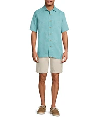 Caribbean Big & Tall Bird of Paradise Textured Short Sleeve Woven Shirt