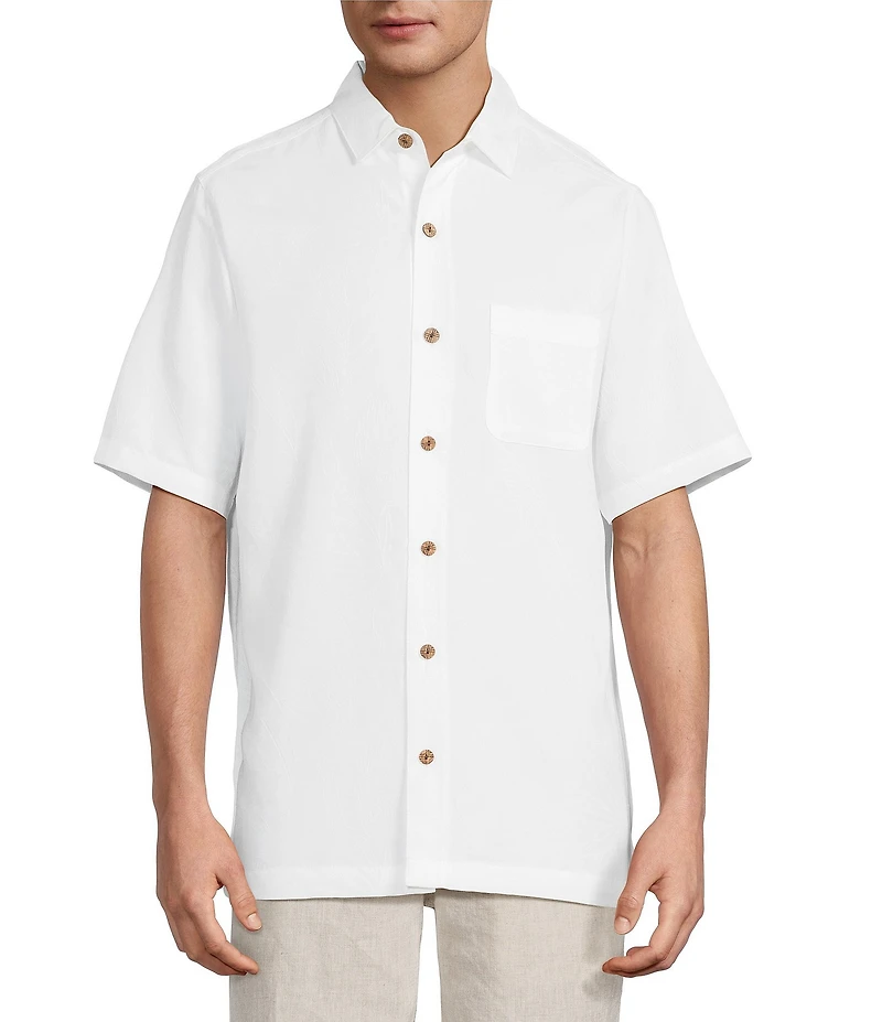 Caribbean Big & Tall Bird of Paradise Textured Short Sleeve Woven Shirt