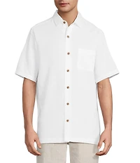 Caribbean Big & Tall Bird of Paradise Textured Short Sleeve Woven Shirt