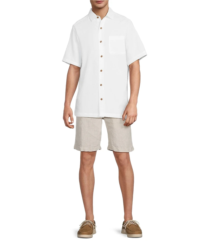 Caribbean Big & Tall Bird of Paradise Textured Short Sleeve Woven Shirt