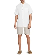 Caribbean Big & Tall Bird of Paradise Textured Short Sleeve Woven Shirt