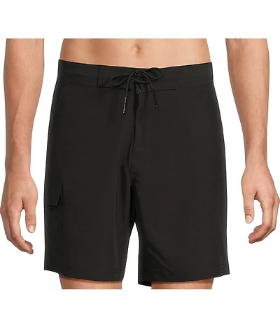 Caribbean Big & Tall Coastal Cargo 8#double; Inseam Solid Swim Trunks