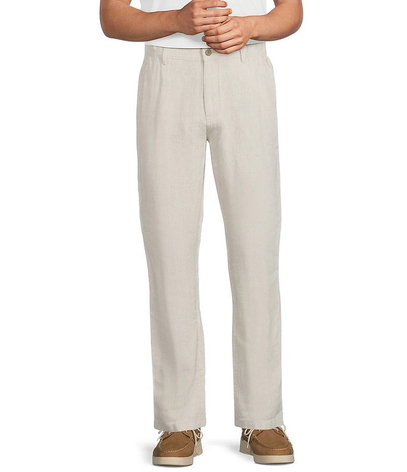 Caribbean Big & Tall Coastal Linen Flat Front Pants