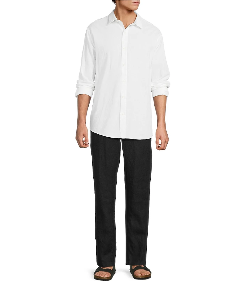 Caribbean Big & Tall Coastal Linen Flat Front Pants