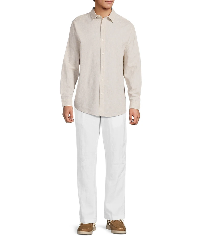 Caribbean Big & Tall Coastal Linen Flat Front Pants
