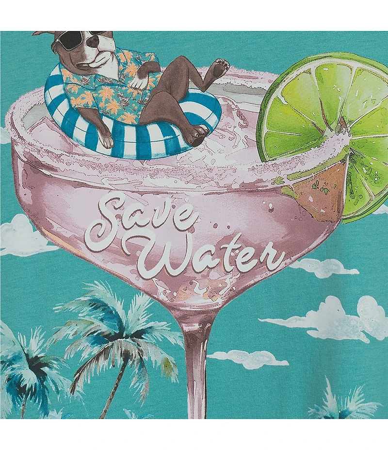 Caribbean Big & Tall Dog Floatie Drink Short Sleeve T-Shirt