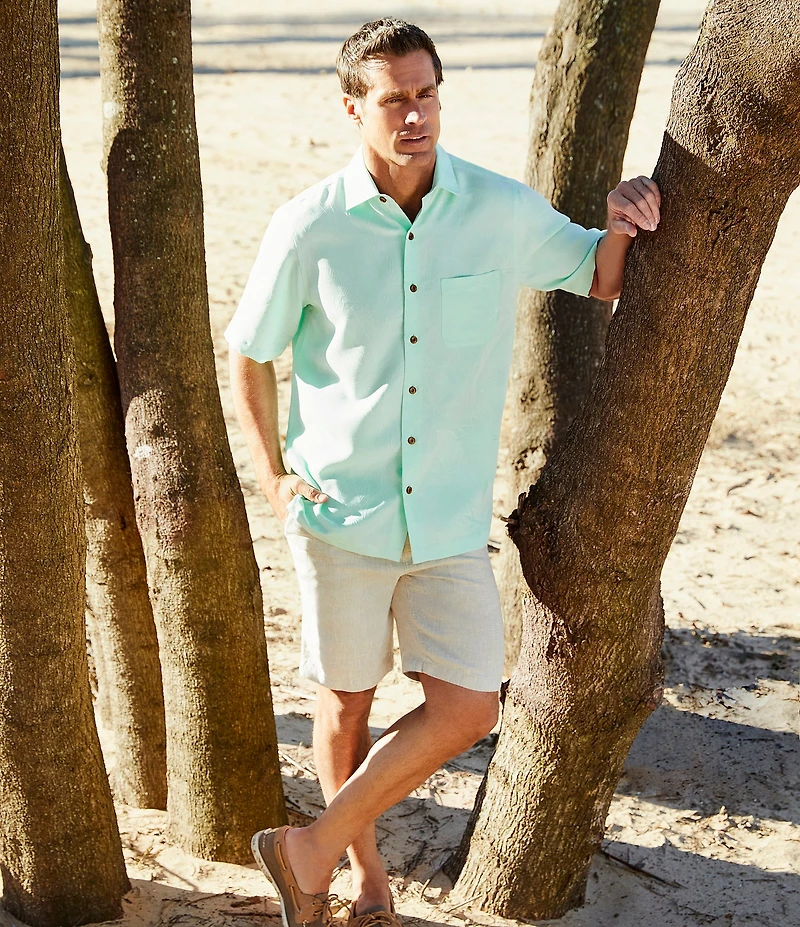 Caribbean Big & Tall Flat Front Linen 9#double; Shorts