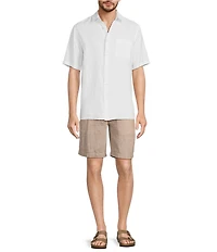 Caribbean Big & Tall Linen Short Sleeve Woven Shirt