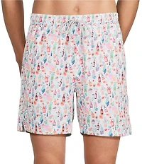 Caribbean Big & Tall Mini Drinks 6#double; Inseam Cabana Swim Trunks