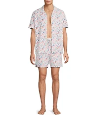 Caribbean Big & Tall Mini Drinks 6#double; Inseam Cabana Swim Trunks