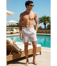 Caribbean Big & Tall Mini Drinks 6#double; Inseam Cabana Swim Trunks