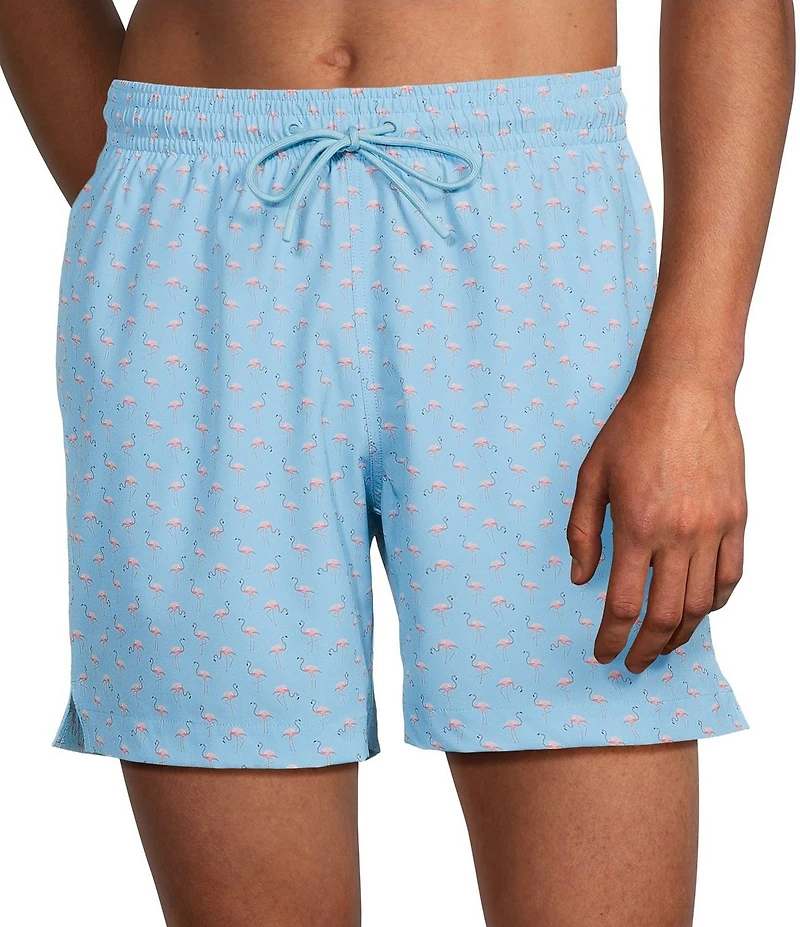 Caribbean Big & Tall Mini Flamingo 6#double; Inseam Swim Trunks
