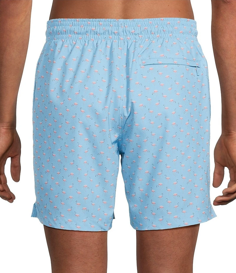 Caribbean Big & Tall Mini Flamingo 6#double; Inseam Swim Trunks