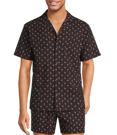 Caribbean Big & Tall Mini Flamingo Cabana Woven Top