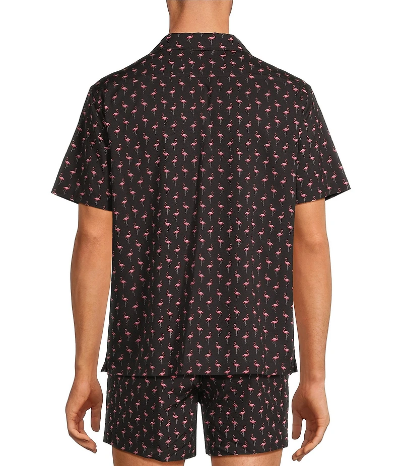 Caribbean Big & Tall Mini Flamingo Cabana Woven Top