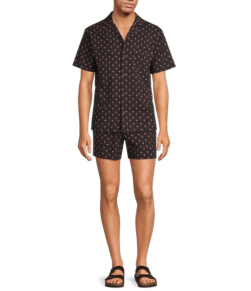 Caribbean Big & Tall Mini Flamingo Cabana Woven Top