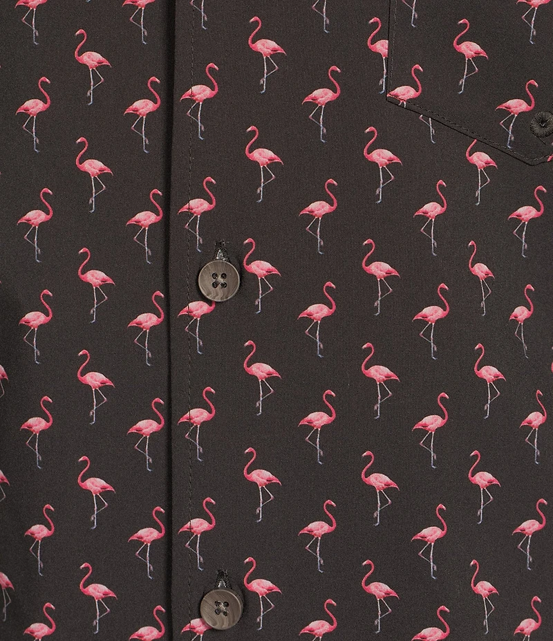 Caribbean Big & Tall Mini Flamingo Cabana Woven Top