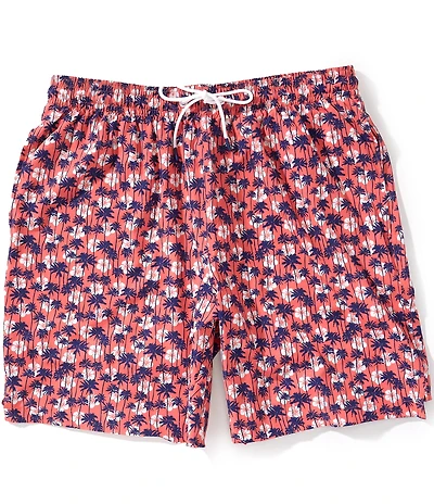 Caribbean Big & Tall Mini Palm 6#double; Inseam Swim Trunks