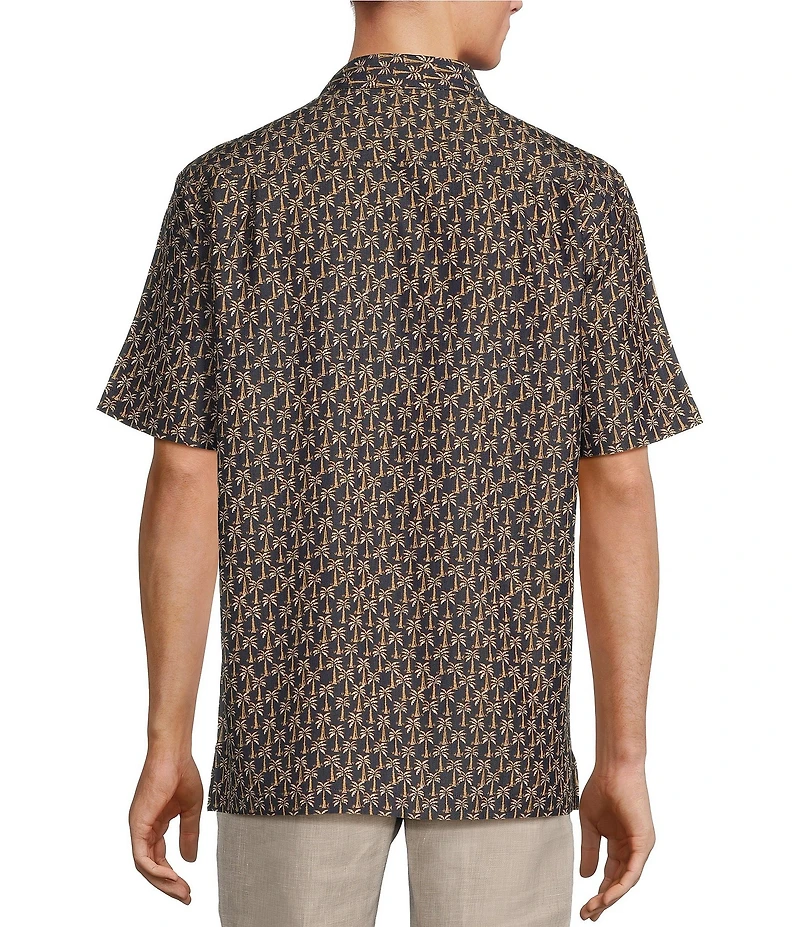 Caribbean Big & Tall Mini Palm Print Short Sleeve Woven Shirt