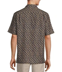 Caribbean Big & Tall Mini Palm Print Short Sleeve Woven Shirt