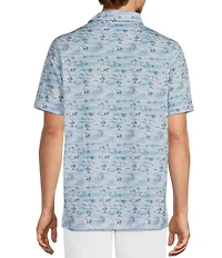 Caribbean Big & Tall Mini Scene Print Short Sleeve Polo Shirt
