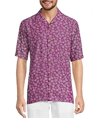 Caribbean Big & Tall Mini Shell Print Short Sleeve Woven Camp Shirt