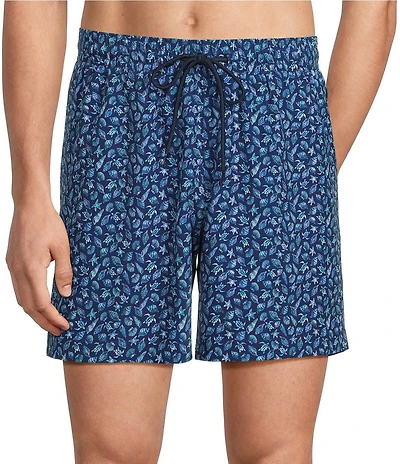 Caribbean Big & Tall Mini Watercolor 6#double; Inseam Swim Trunks