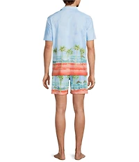 Caribbean Big & Tall Ombre Scenic 6#double; Inseam Cabana Swim Trunks