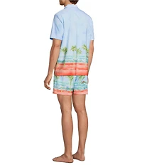 Caribbean Big & Tall Ombre Scenic 6#double; Inseam Cabana Swim Trunks