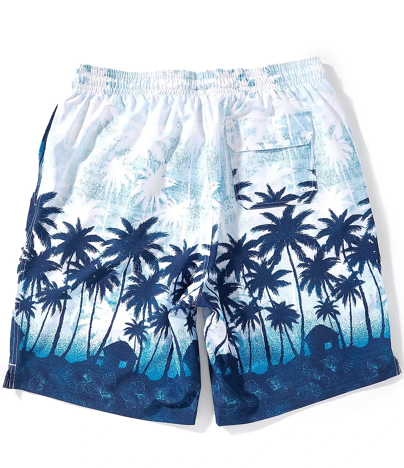 Caribbean Big & Tall Palm Scenic 8#double; Inseam Swim Trunks