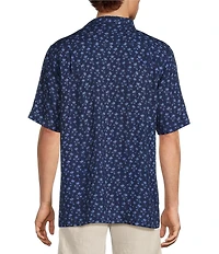 Caribbean Big & Tall Palm Tree Print Short Sleeve Woven Camp Shirt