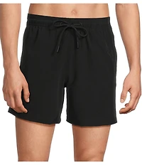 Caribbean Big & Tall Palmsway 6#double; Solid Swim Trunks