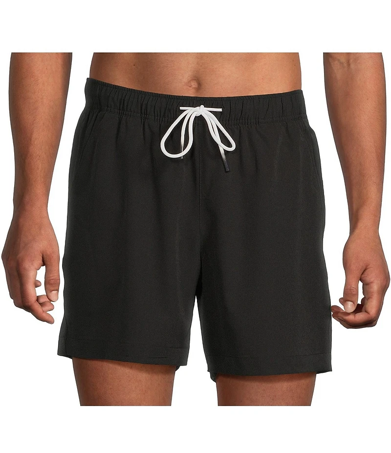Caribbean Big & Tall Palmsway 8#double; Solid Swim Trunks