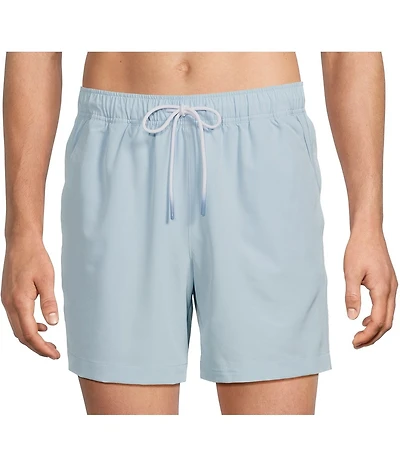 Caribbean Big & Tall Palmsway 8#double; Solid Swim Trunks