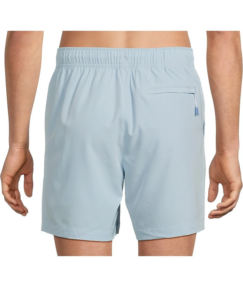 Caribbean Big & Tall Palmsway 8#double; Solid Swim Trunks