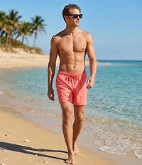 Caribbean Big & Tall Palmsway 6#double; Solid Swim Trunks