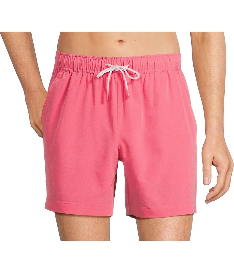 Caribbean Big & Tall Palmsway 8#double; Solid Swim Trunks