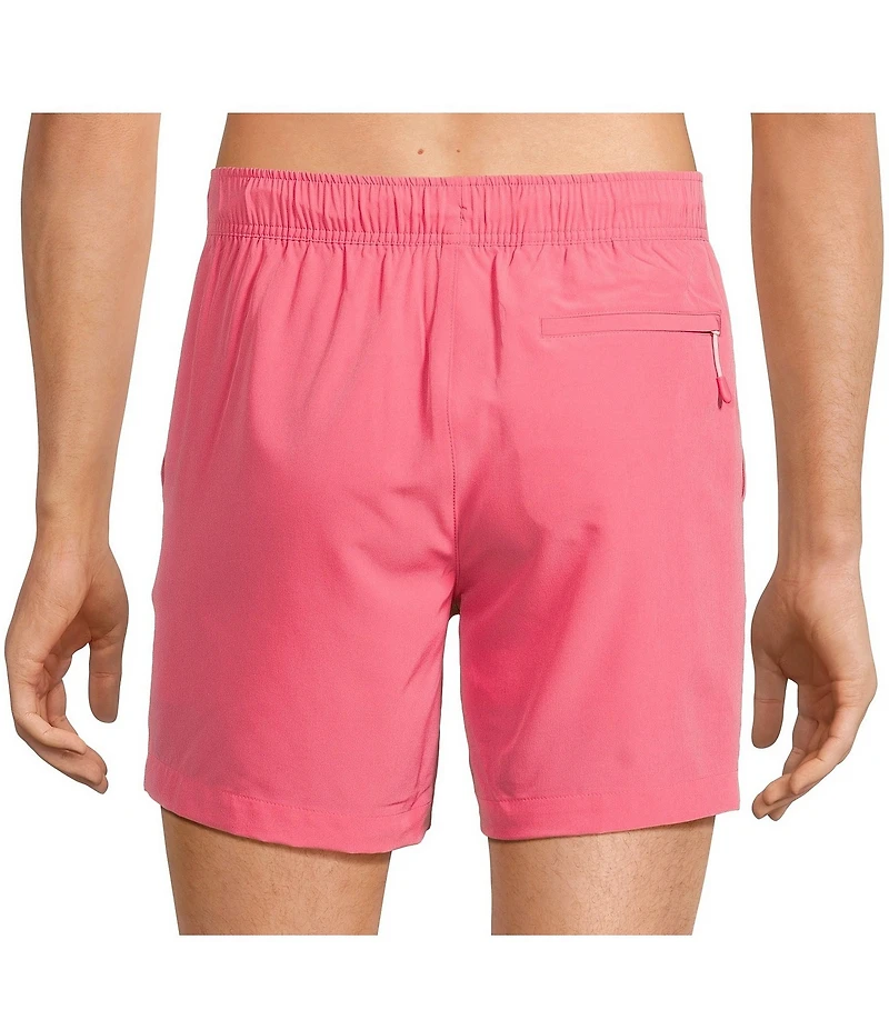 Caribbean Big & Tall Palmsway 8#double; Solid Swim Trunks